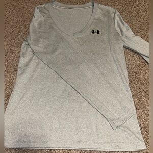 Under Armour Light Gray V-Neck Long Sleeve